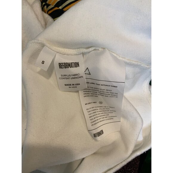 Reformation Surplus Fabric White Terry Cold Shoulder Long Sleeve Top Size Small - Picture 6 of 6